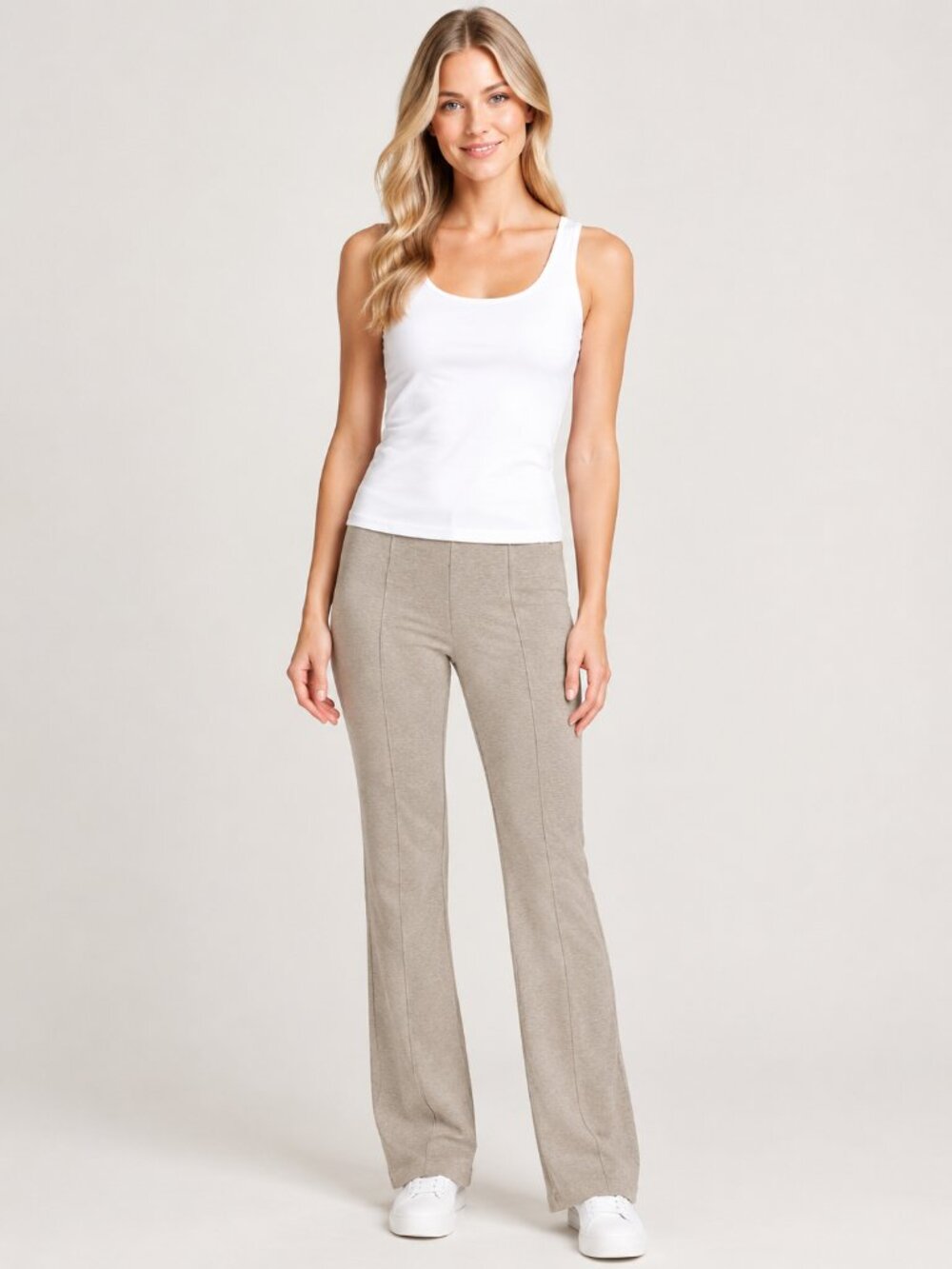 NWT T Tahari Tummy Control Seamed Trouser High Rise Beige XL #A4415